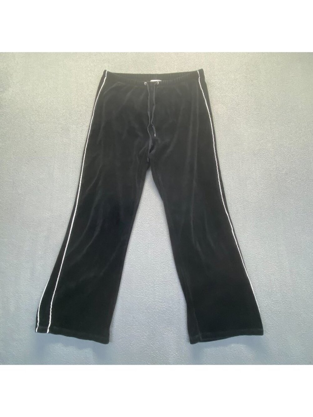 Vtg New York Laundry Track Pants Womens Large Black Stripe Velvet Velour 90s